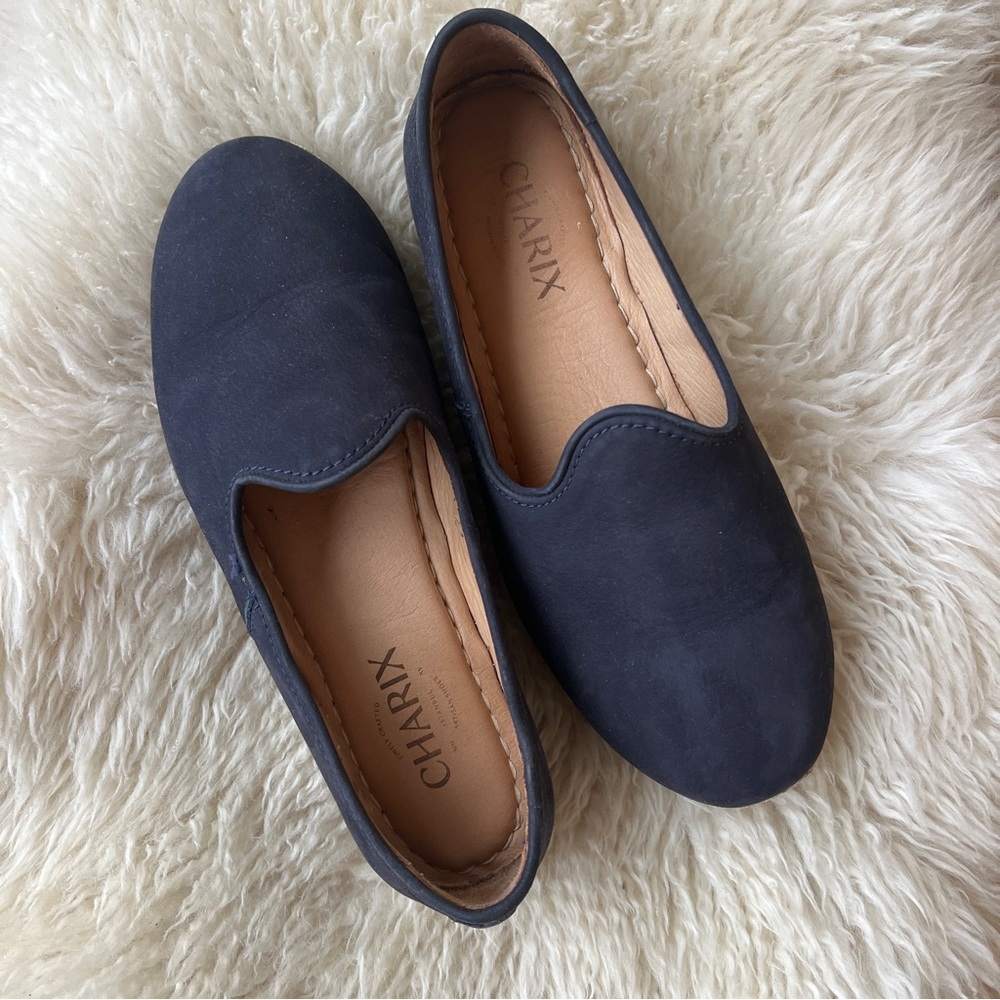 Charix navy nubuck slip Ons EUC size 38